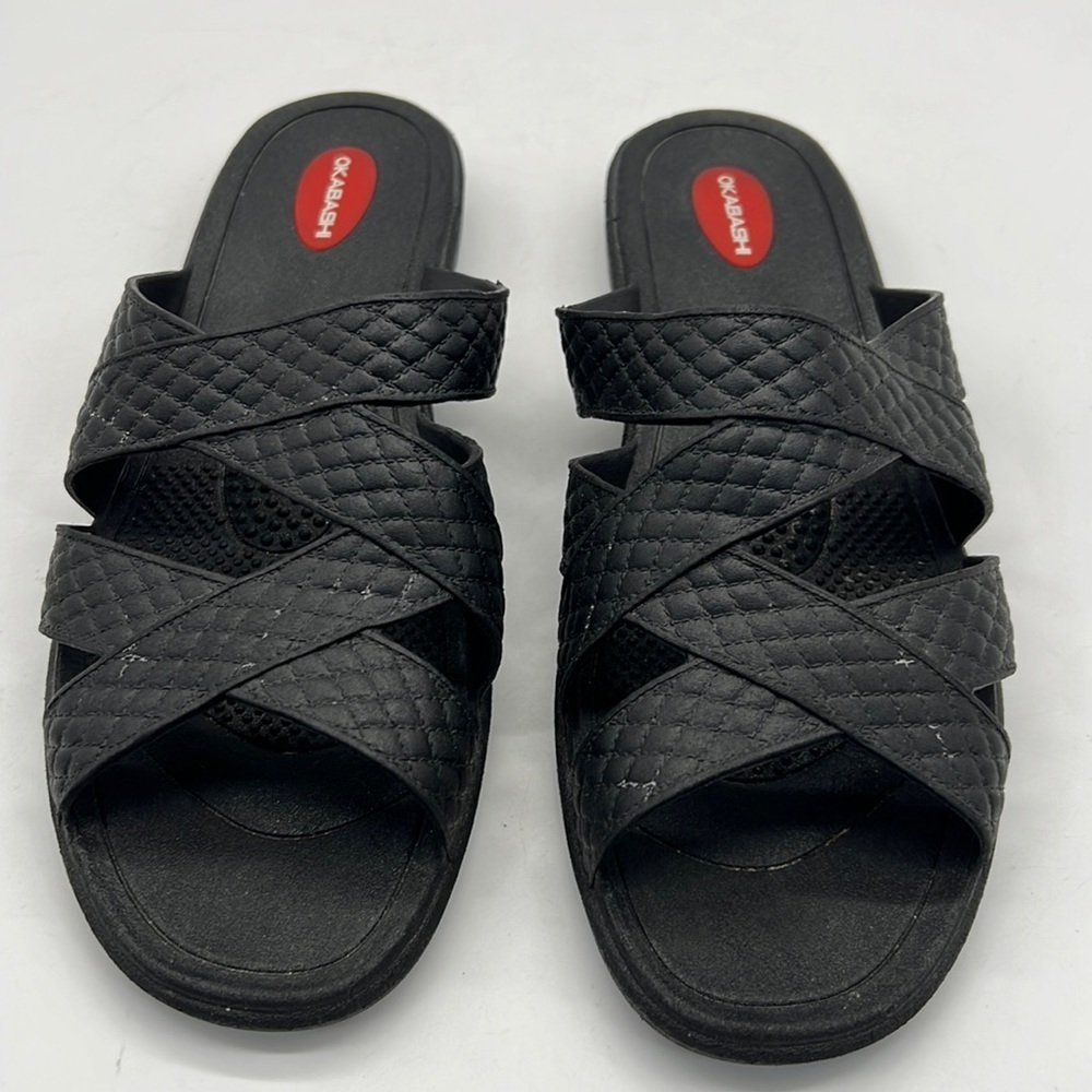 Okabashi Woman's Black Rubber Slides ( Slippers) size L (9.5-10.5)